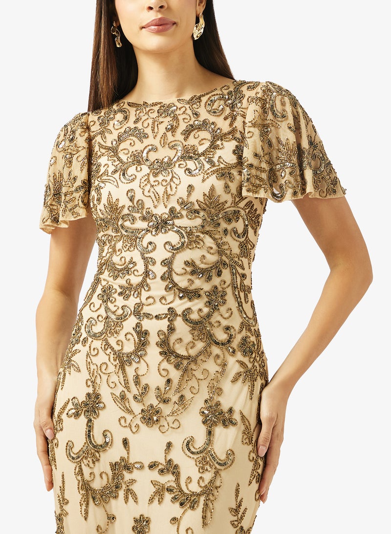 بيوت فستان ماكسي بياقة على شكل حرف  وفتحة أمامية - Image 3